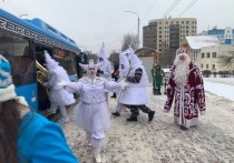 В канун Нового года пассажиров автобуса № 15 в Белгороде ожидал сюрприз: на остановках их встречали Дед Мороз, Снегурочка, Снеговик и Снежинка