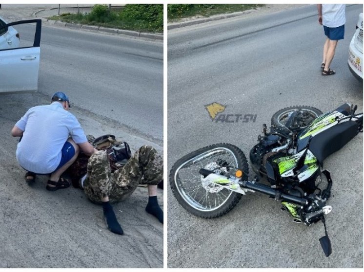 В Новосибирске пьяный мотоциклист столкнулся с Hyundai Solaris на Воинской