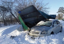 Водитель «Тойота Авенсис» врезался в мусорные баки в селе Целинное Русско-Полянского района, его пассажирка получила тяжелые травмы