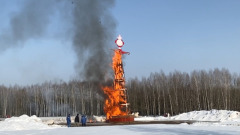 В Подмосковье сожгли самое высокое чучело в России: видео