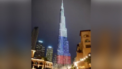 В Дубае бащню Бурдж-Халифа подсветили в цветах российского флага