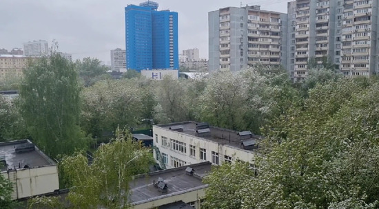 В Москве идет снег: кадры белого на зелёном