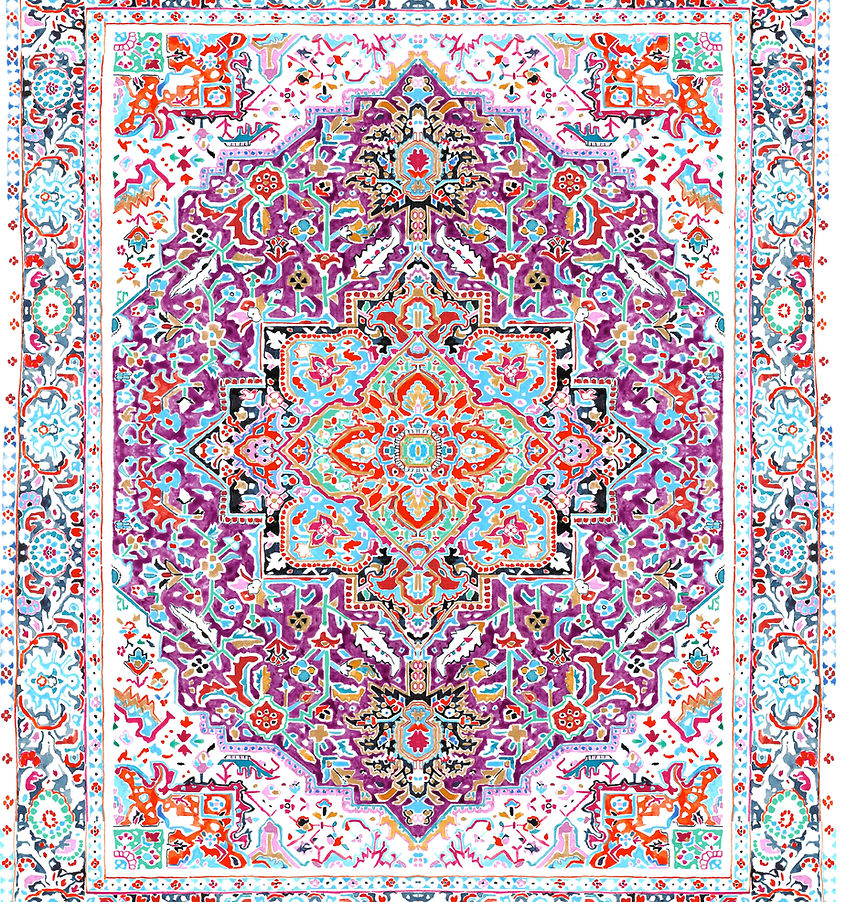 persian rug watercolor print