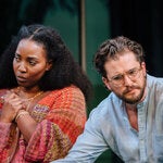 Olivia Washington as Kaneisha and Kit Harington as Jim in “Slave Play,” at the Noël Coward Theater in London.