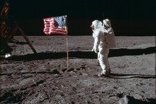 Buzz Aldrin in a NASA image from the moon landing in 1969. 