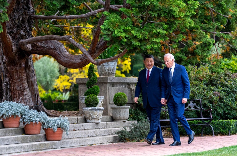 President Biden and President Xi Jinping of China during their meeting last month in California. Both men spoke of the need to avoid conflict.