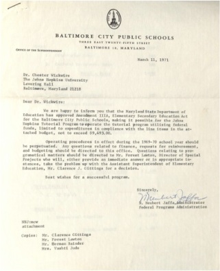 Letter of Support from Baltimore City Public Schools